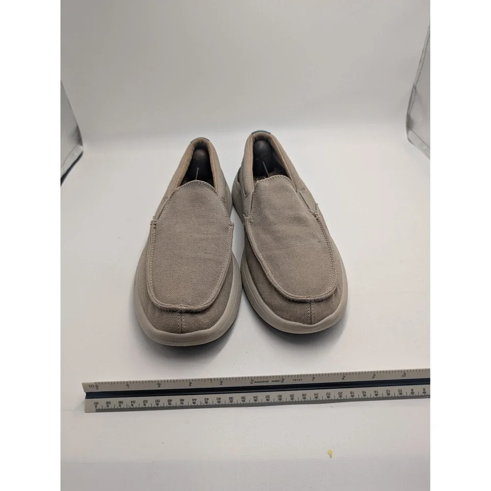 Sanuk Mens Canvas Slip On Loafers Tan Brown Moc Toe Casual Shoes Size 10